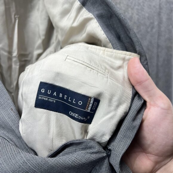 Guabello Blazer Mens 42L Gray Super 130s Wool Sport Coat Made In Turkey - Picture 7 of 11